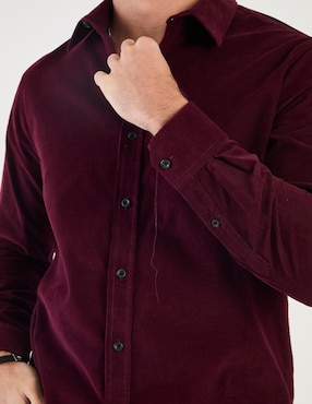 Camisa casual Silver Plate de pana manga larga para hombre