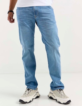 Jeans wide leg Silver Plate lavado stone wash para hombre