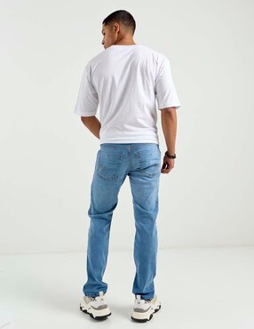 Jeans wide leg Silver Plate lavado stone wash para hombre