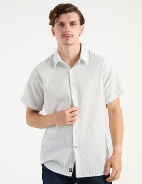 Camisa casual Silver Plate de algodón manga corta para hombre