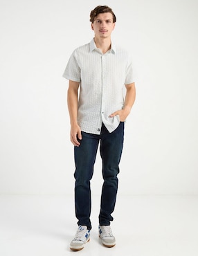 Camisa casual Silver Plate de algodón manga corta para hombre