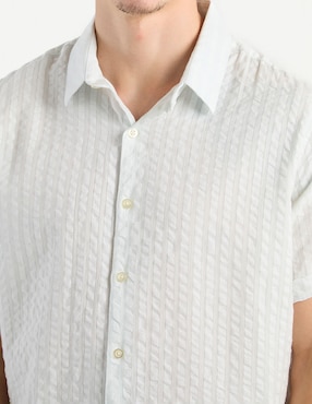 Camisa casual Silver Plate de algodón manga corta para hombre