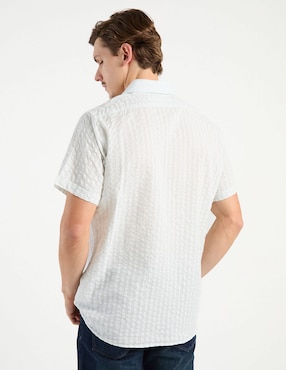 Camisa casual Silver Plate de algodón manga corta para hombre