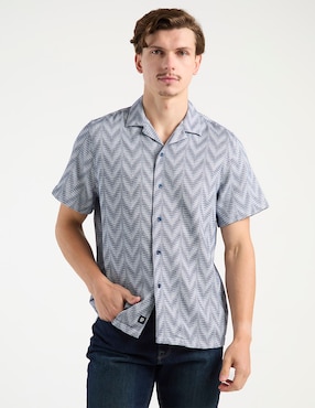 Camisa casual Silver Plate de algodón manga corta para hombre