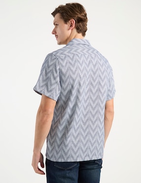 Camisa casual Silver Plate de algodón manga corta para hombre
