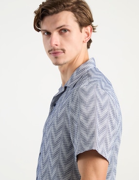 Camisa casual Silver Plate de algodón manga corta para hombre