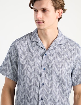 Camisa casual Silver Plate de algodón manga corta para hombre