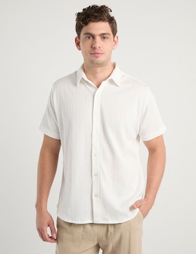 Camisa casual Silver Plate de algodón manga corta para hombre