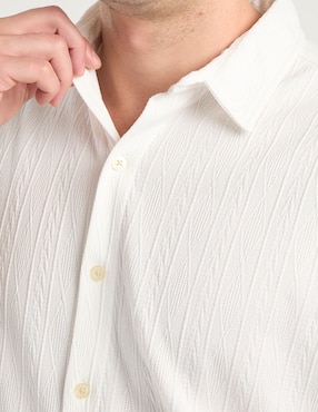 Camisa casual Silver Plate de algodón manga corta para hombre