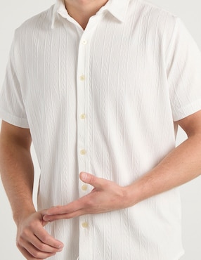 Camisa casual Silver Plate de algodón manga corta para hombre