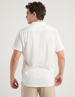 Camisa casual Silver Plate de algodón manga corta para hombre