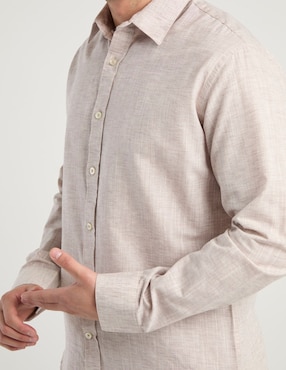 Camisa casual Silver Plate de algodón manga larga para hombre