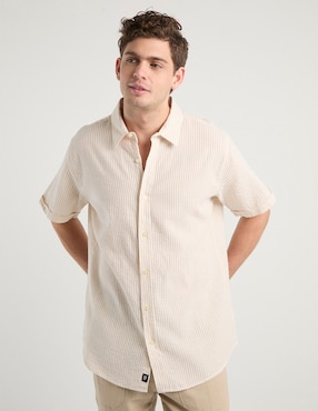 Camisa casual Silver Plate de algodón manga corta para hombre