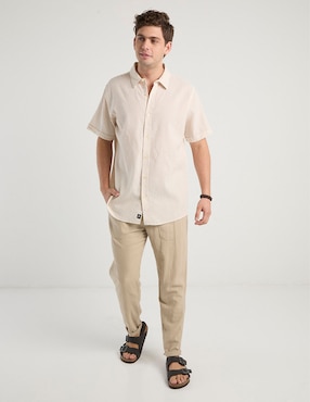 Camisa casual Silver Plate de algodón manga corta para hombre