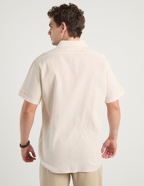 Camisa casual Silver Plate de algodón manga corta para hombre
