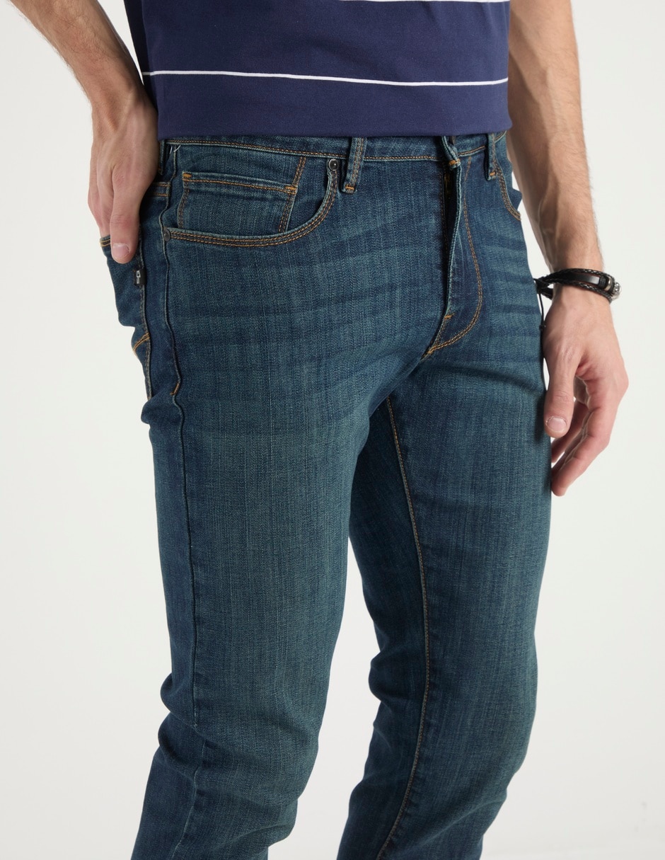 Jeans skinny lavado stone wash para hombre 7