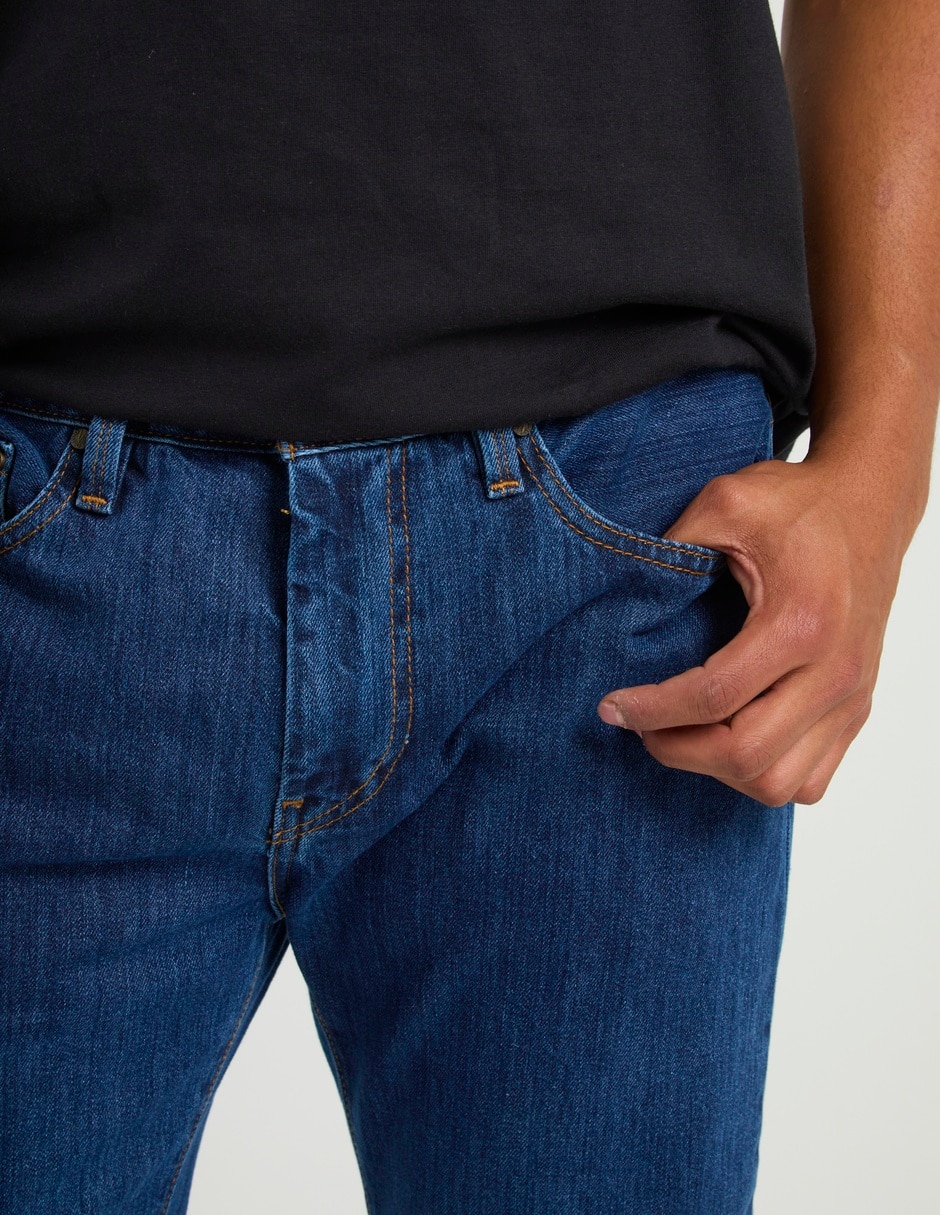 Jeans recto lavado obscuro para hombre 8