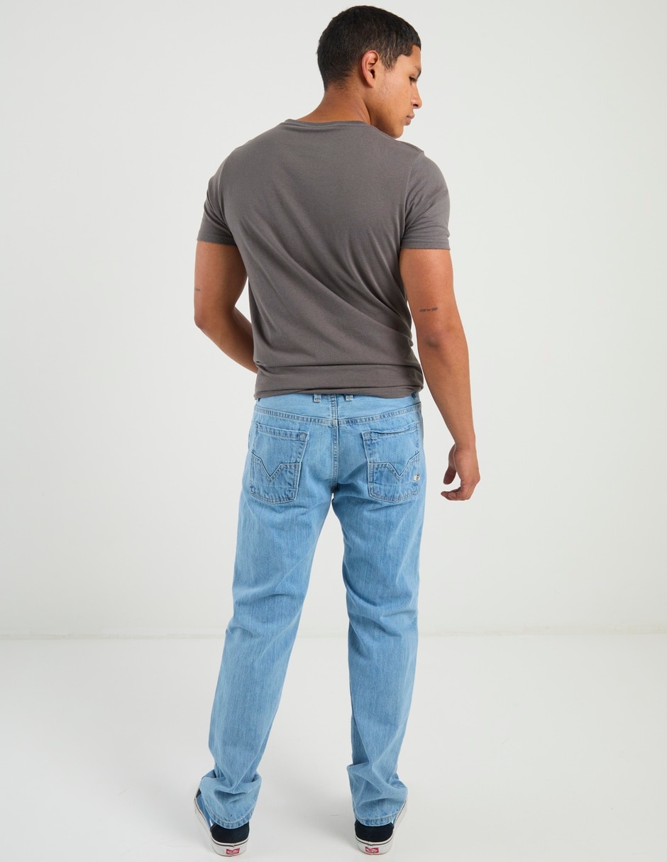 Jeans recto lavado claro para hombre 9
