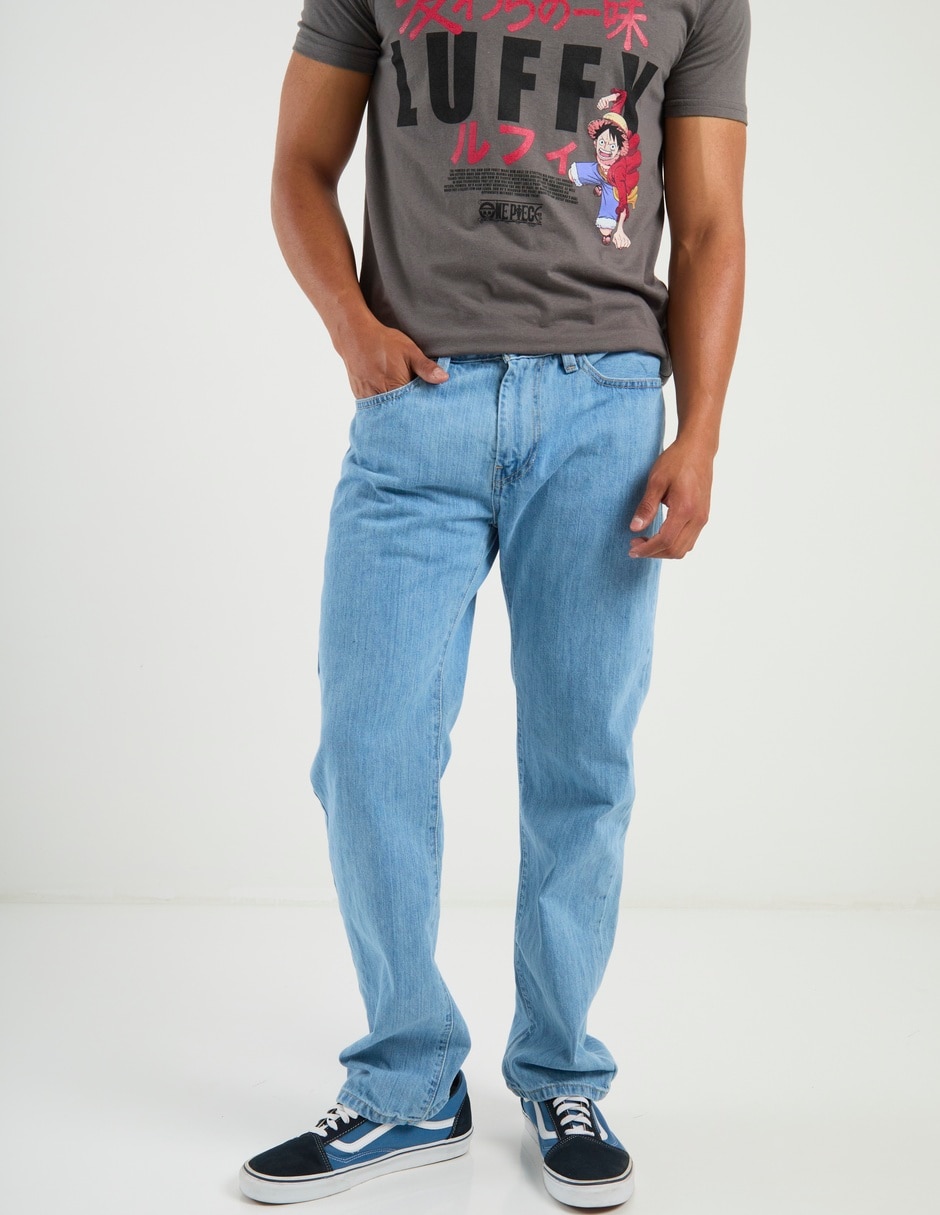 Jeans recto lavado claro para hombre 5