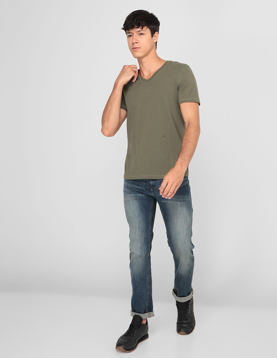 Jeans slim lavado desgastado para hombre 3