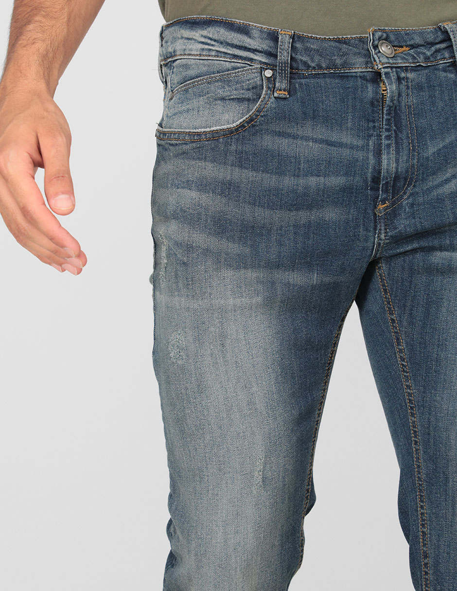 Jeans slim lavado desgastado para hombre 4