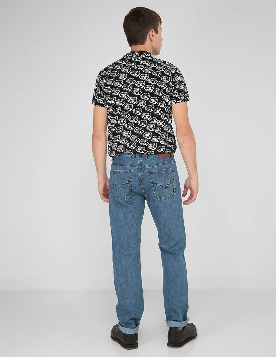 Jeans straight lavado sand blast para hombre 2