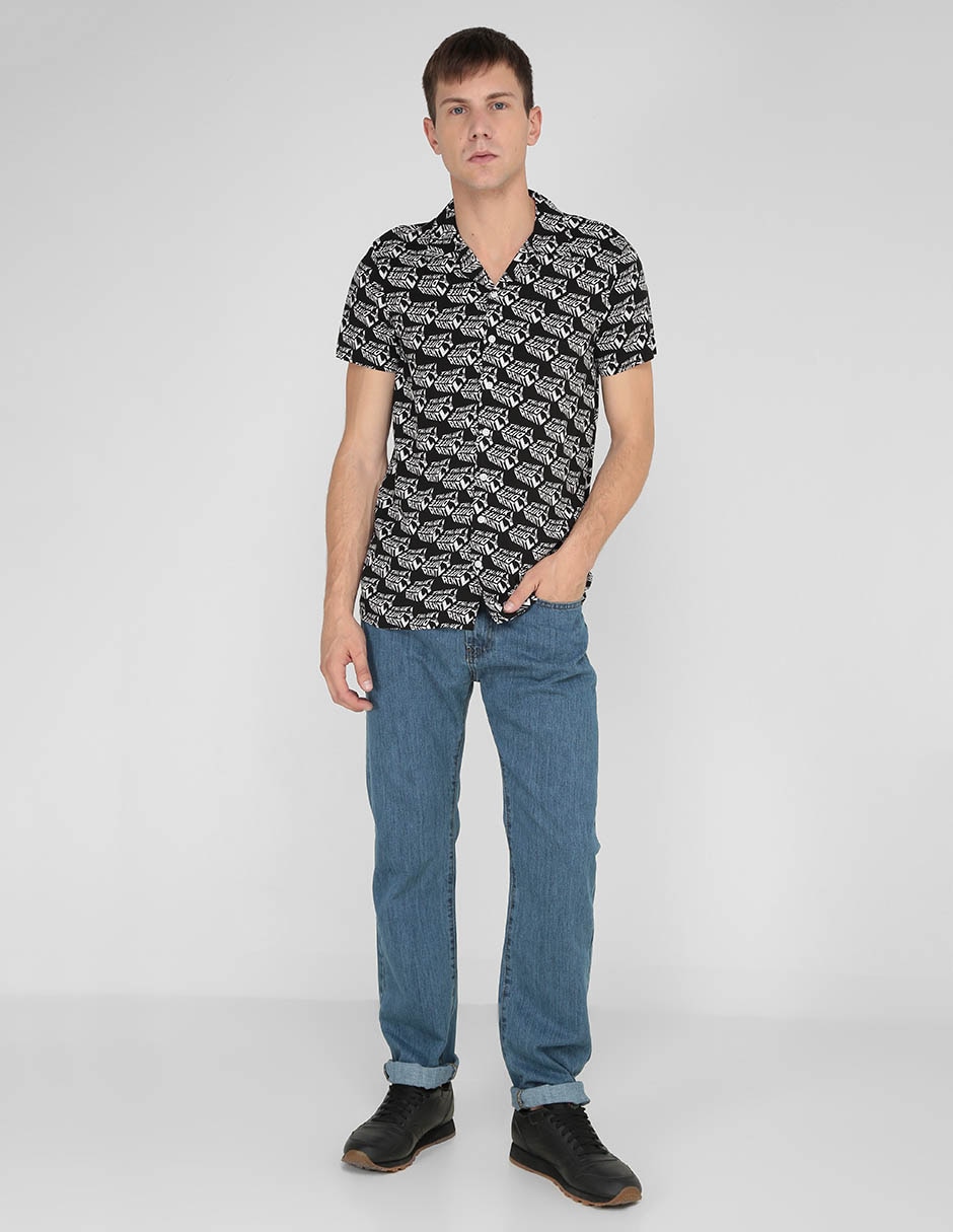 Jeans straight lavado sand blast para hombre 3