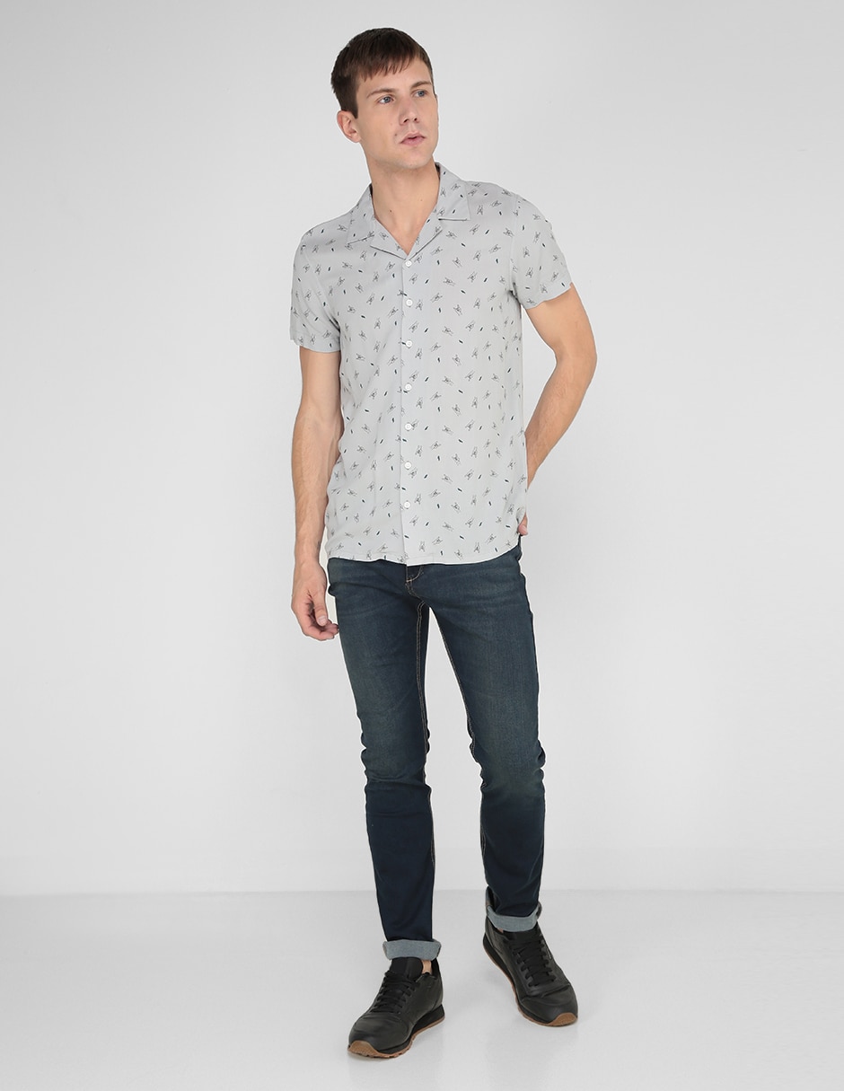 Jeans skinny lavado sand blast para hombre 6