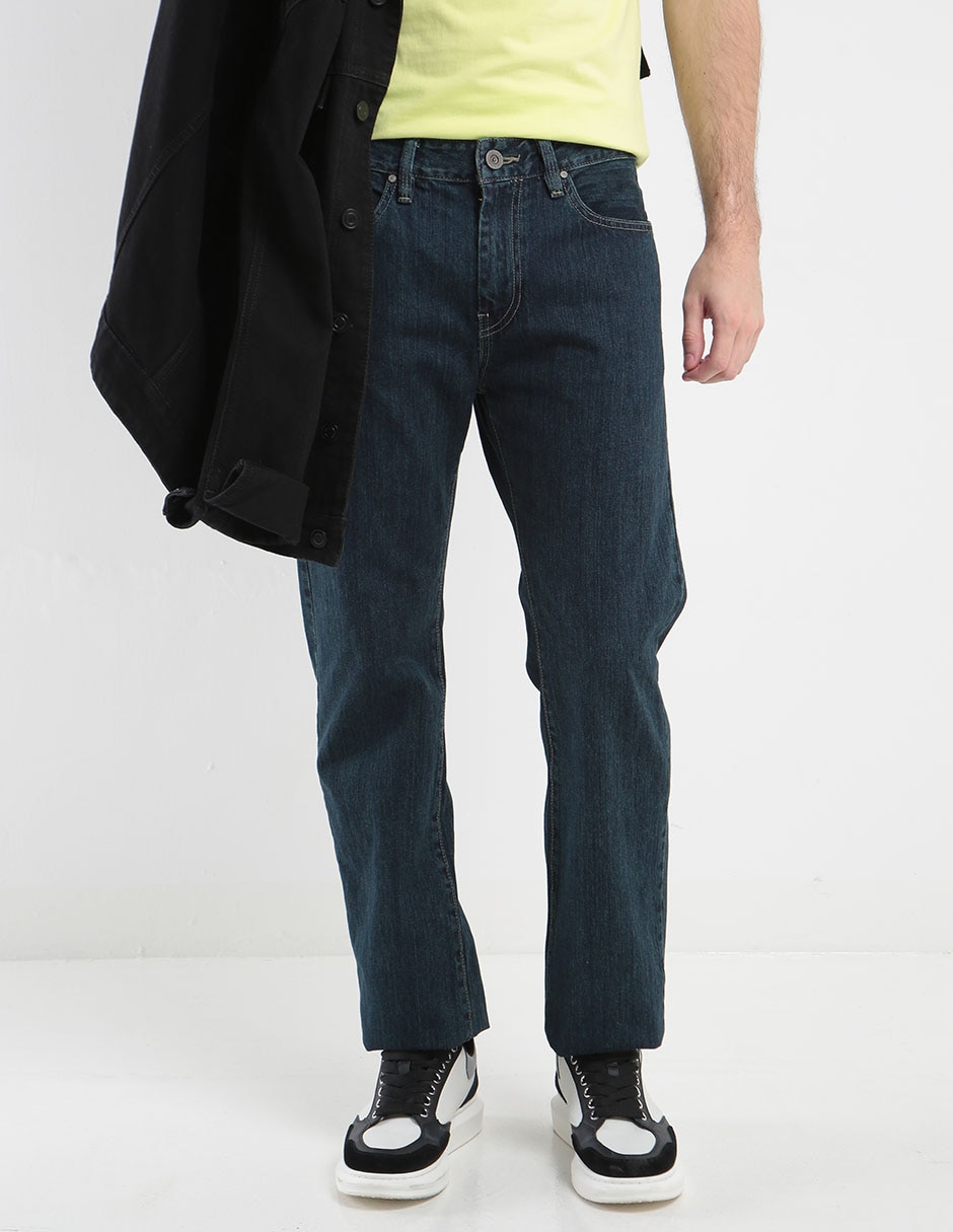 Jeans straight lavado obscuro para hombre