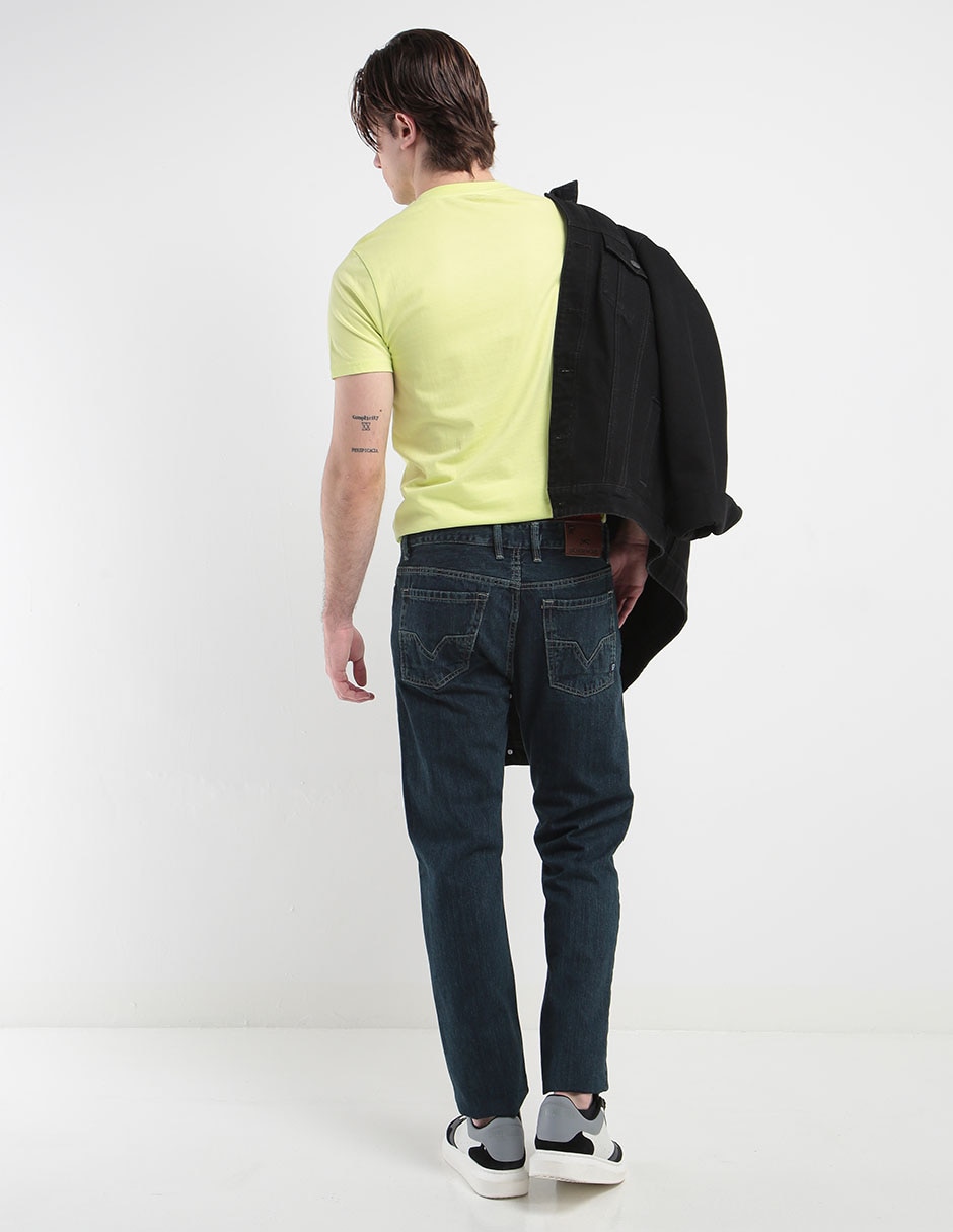 Jeans straight lavado obscuro para hombre 2