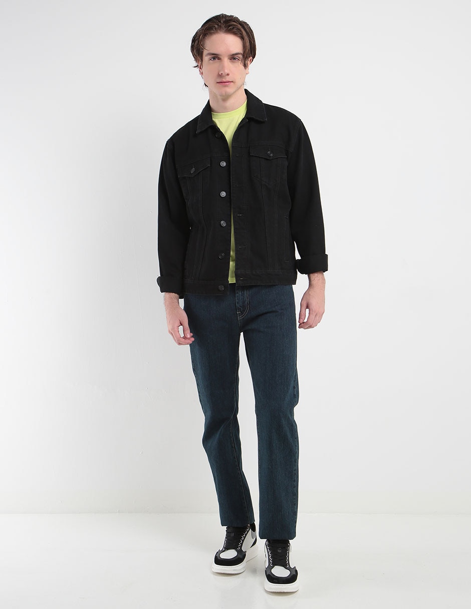 Jeans straight lavado obscuro para hombre 3