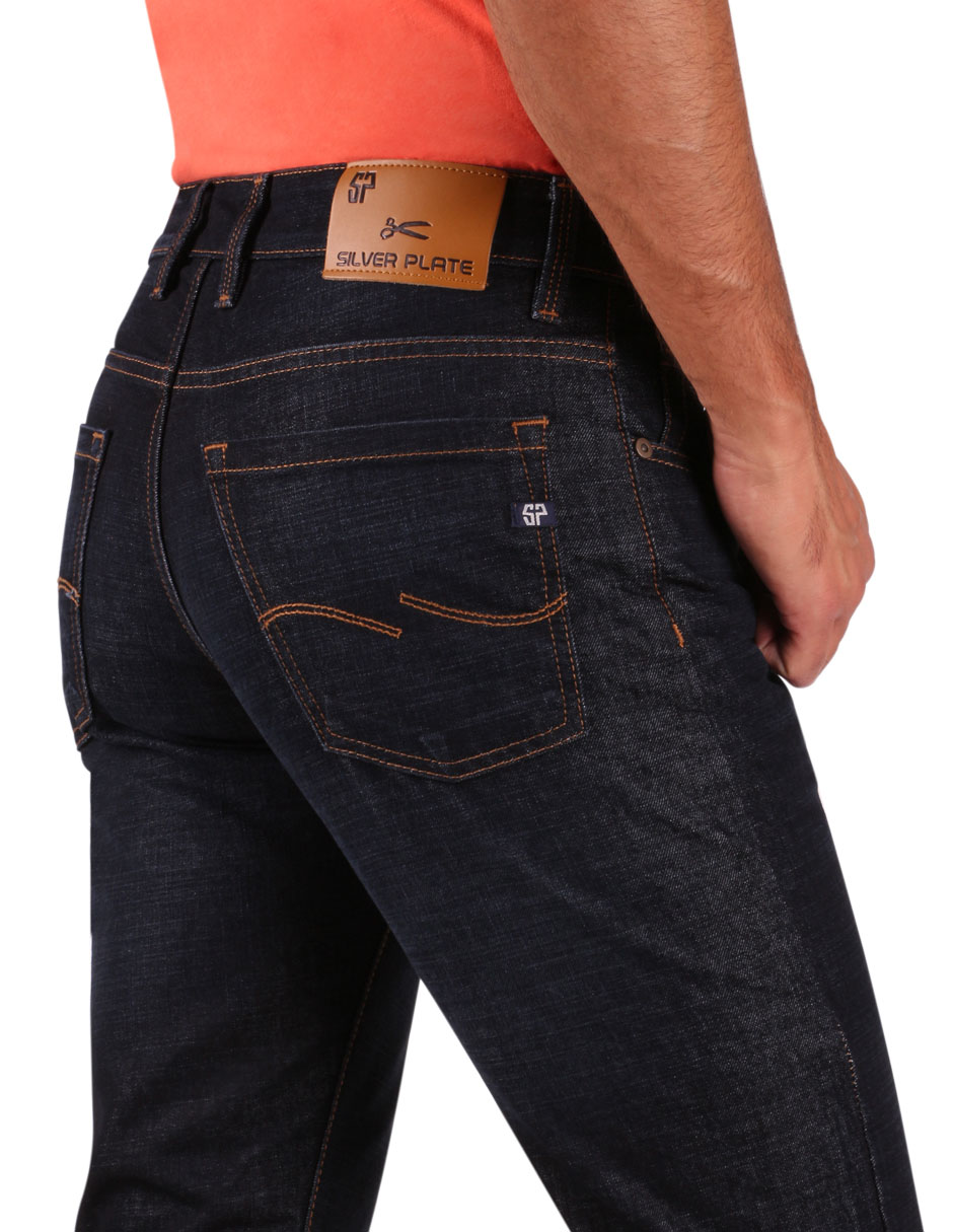 Jeans slim lavado whisker para hombre 4