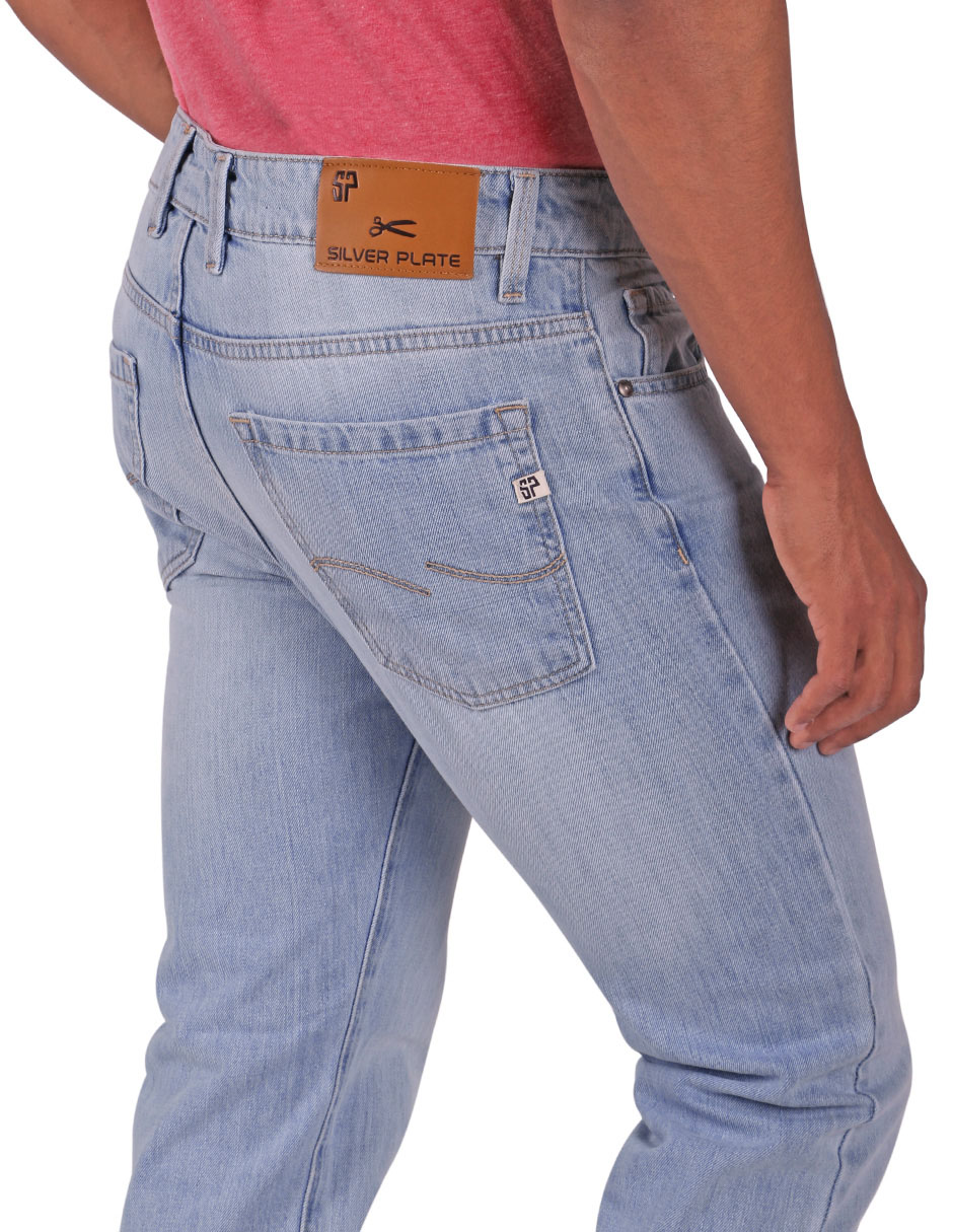 Jeans slim lavado whisker para hombre 4