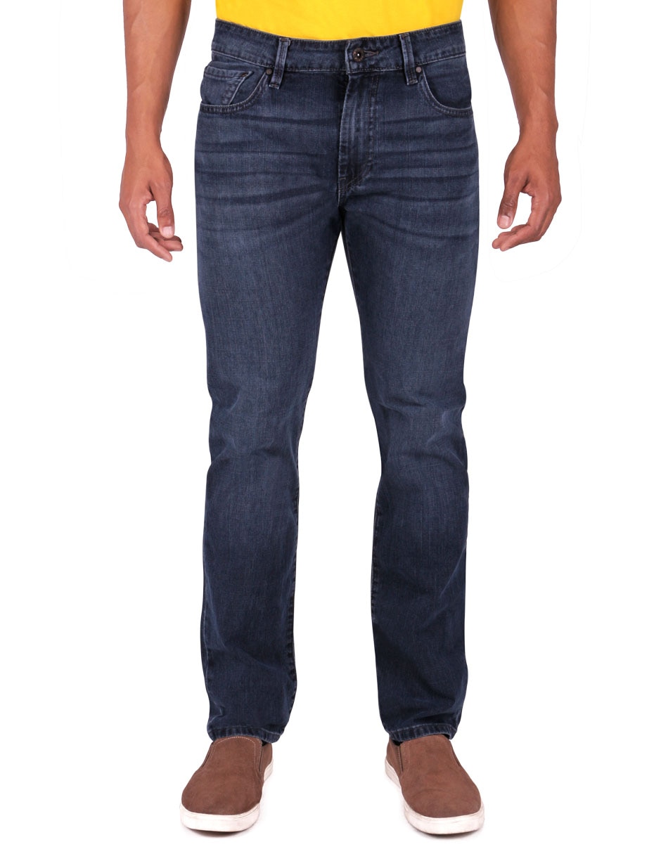 Jeans slim lavado whisker para hombre