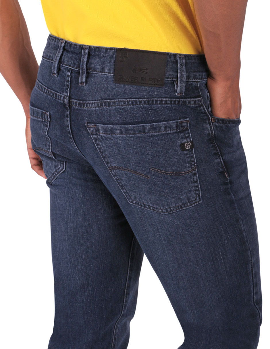 Jeans slim lavado whisker para hombre 4