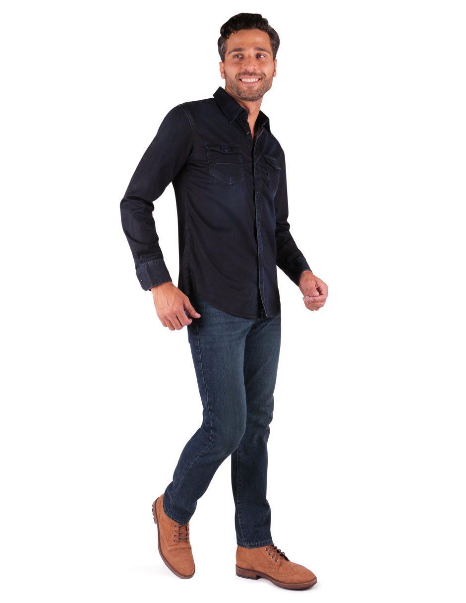 Jeans slim lavado whisker para hombre 3