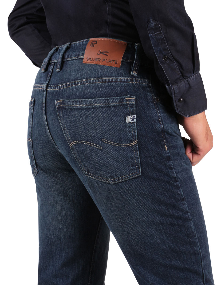Jeans slim lavado whisker para hombre 4