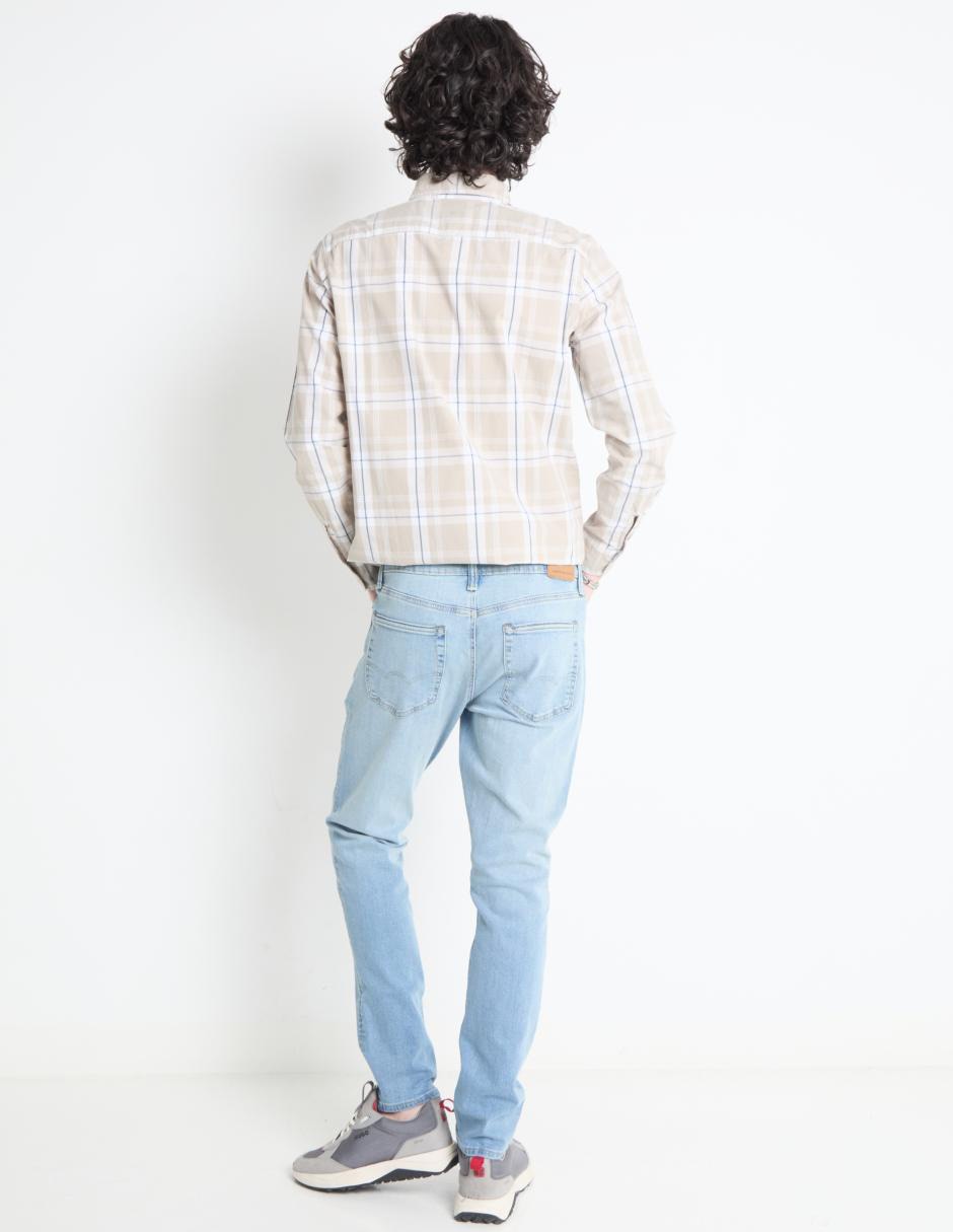 Jeans straight lavado claro para hombre 2
