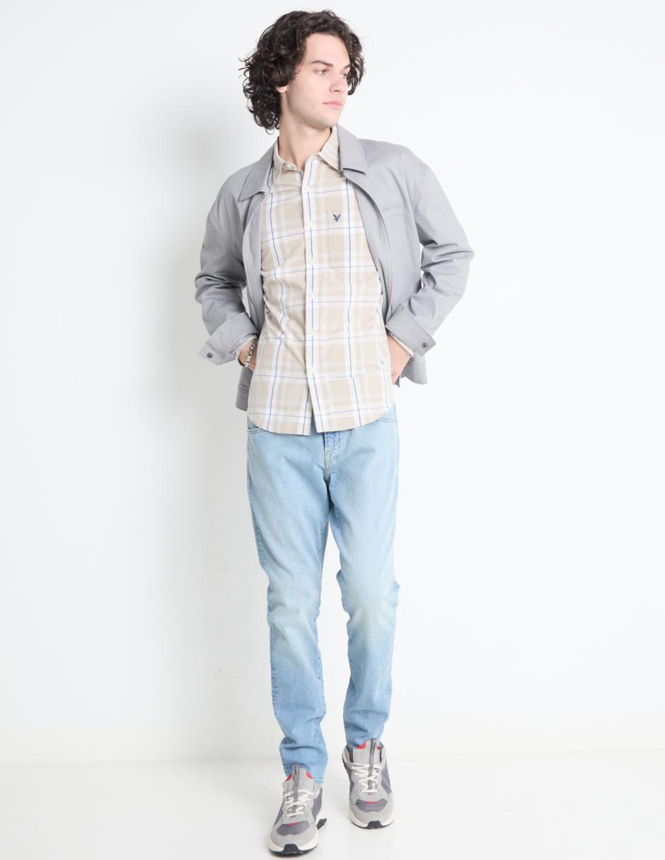 Jeans straight lavado claro para hombre 3