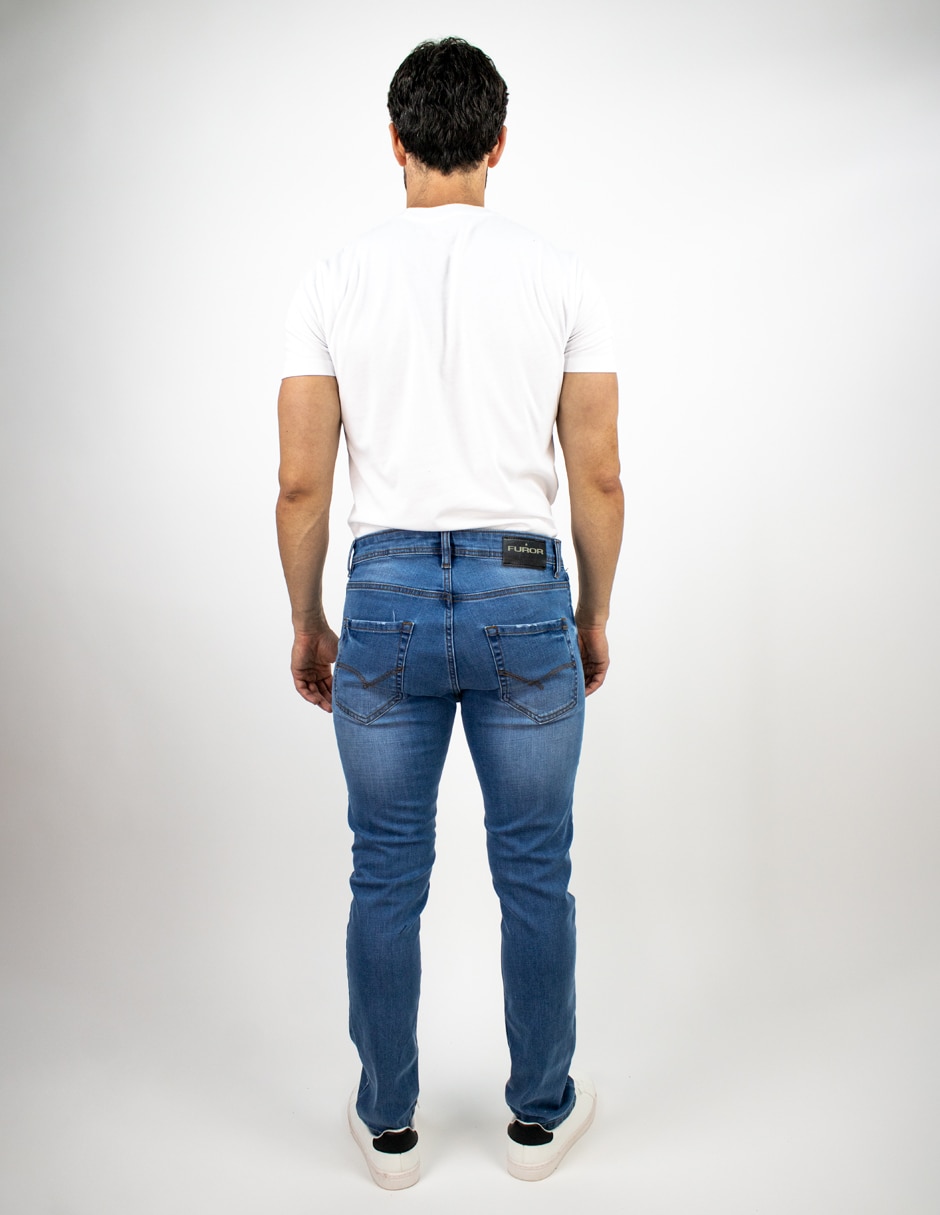 Jeans técnico straight deslavado para hombre 2