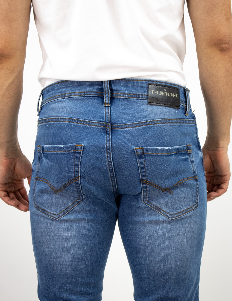 Jeans técnico straight deslavado para hombre 4