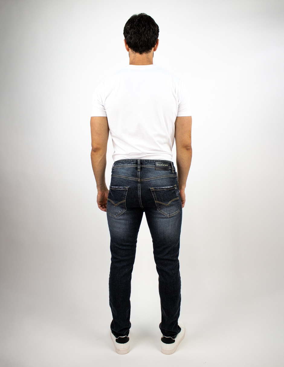 Jeans straight lavado deslavado para hombre 2