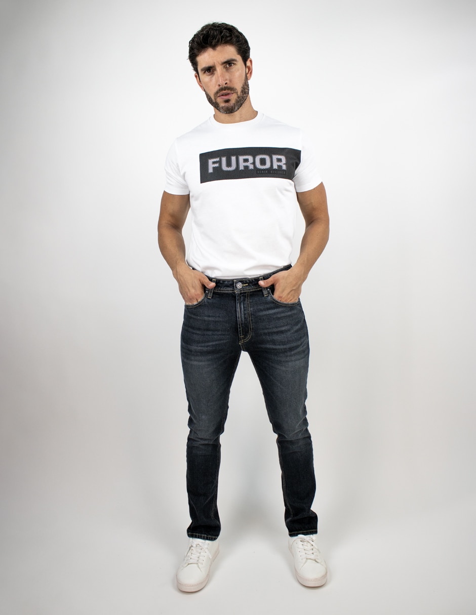 Jeans straight lavado deslavado para hombre 3