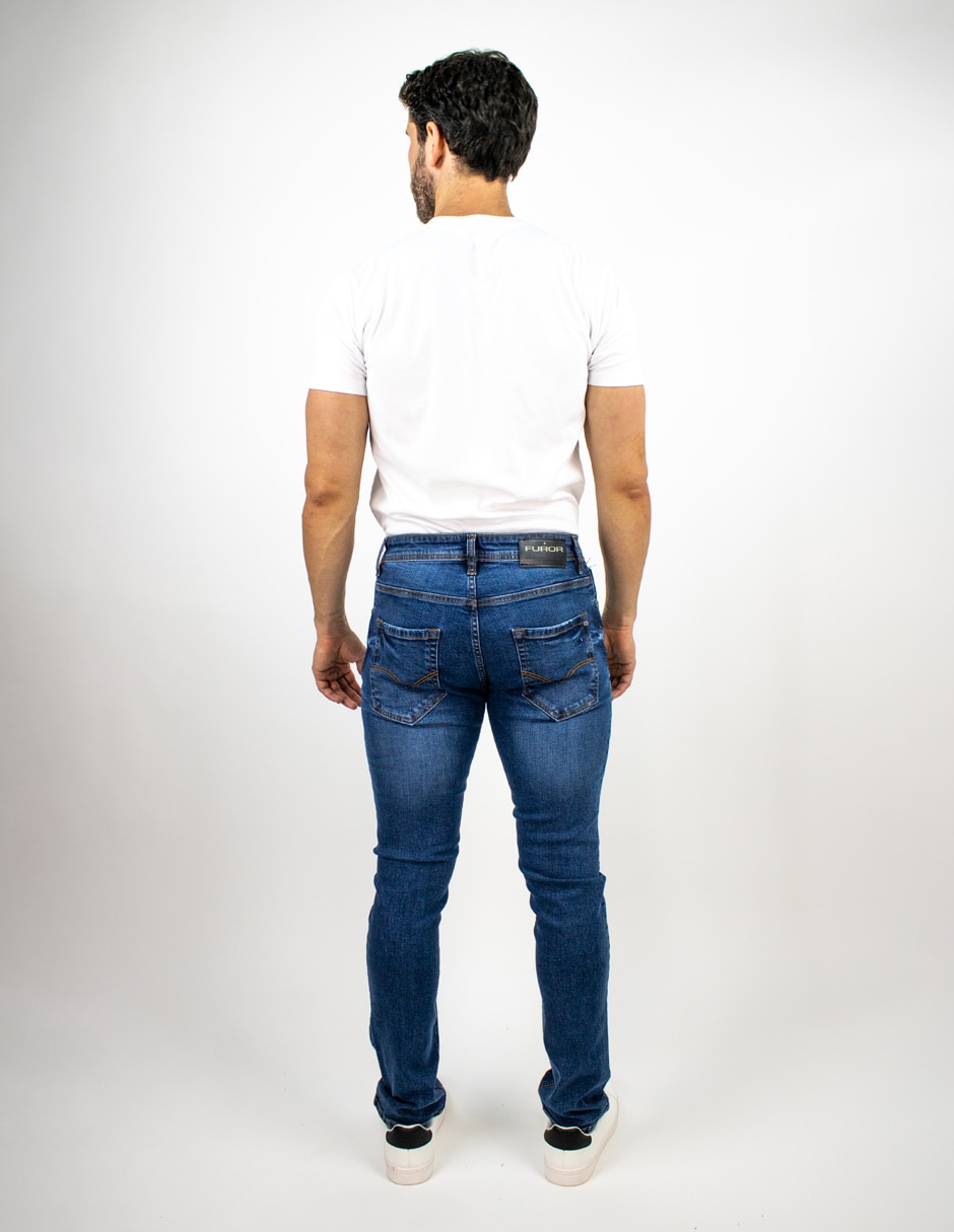Jeans straight lavado deslavado para hombre 2