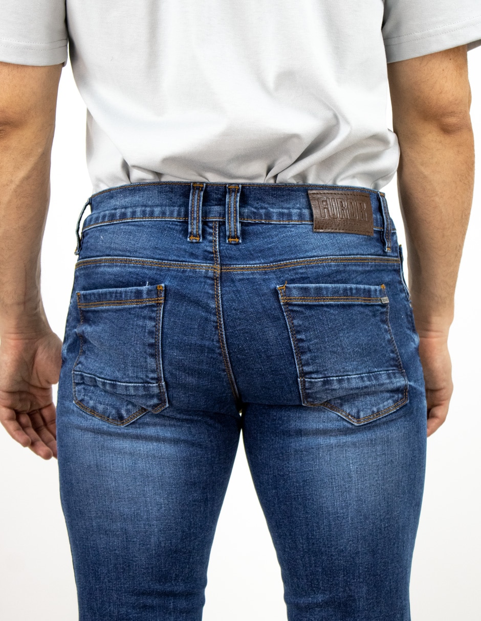 Jeans slim deslavado para hombre 4