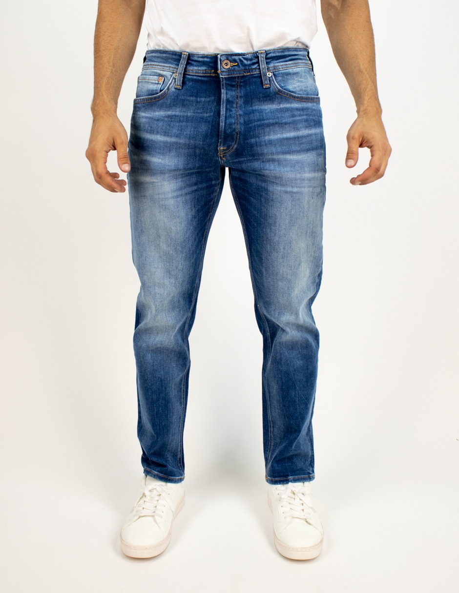 Jeans staight lavado medio para hombre