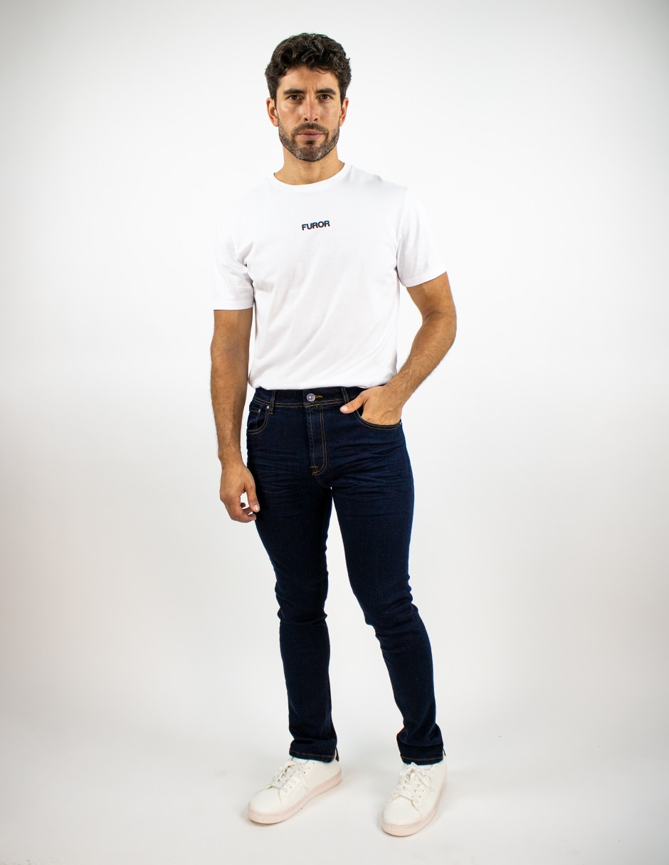 Jeans straight lavado medio para hombre 3