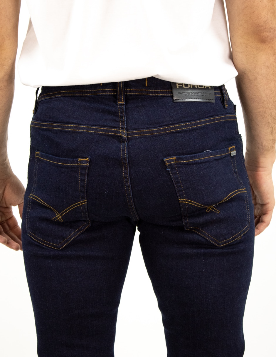 Jeans straight lavado medio para hombre 4