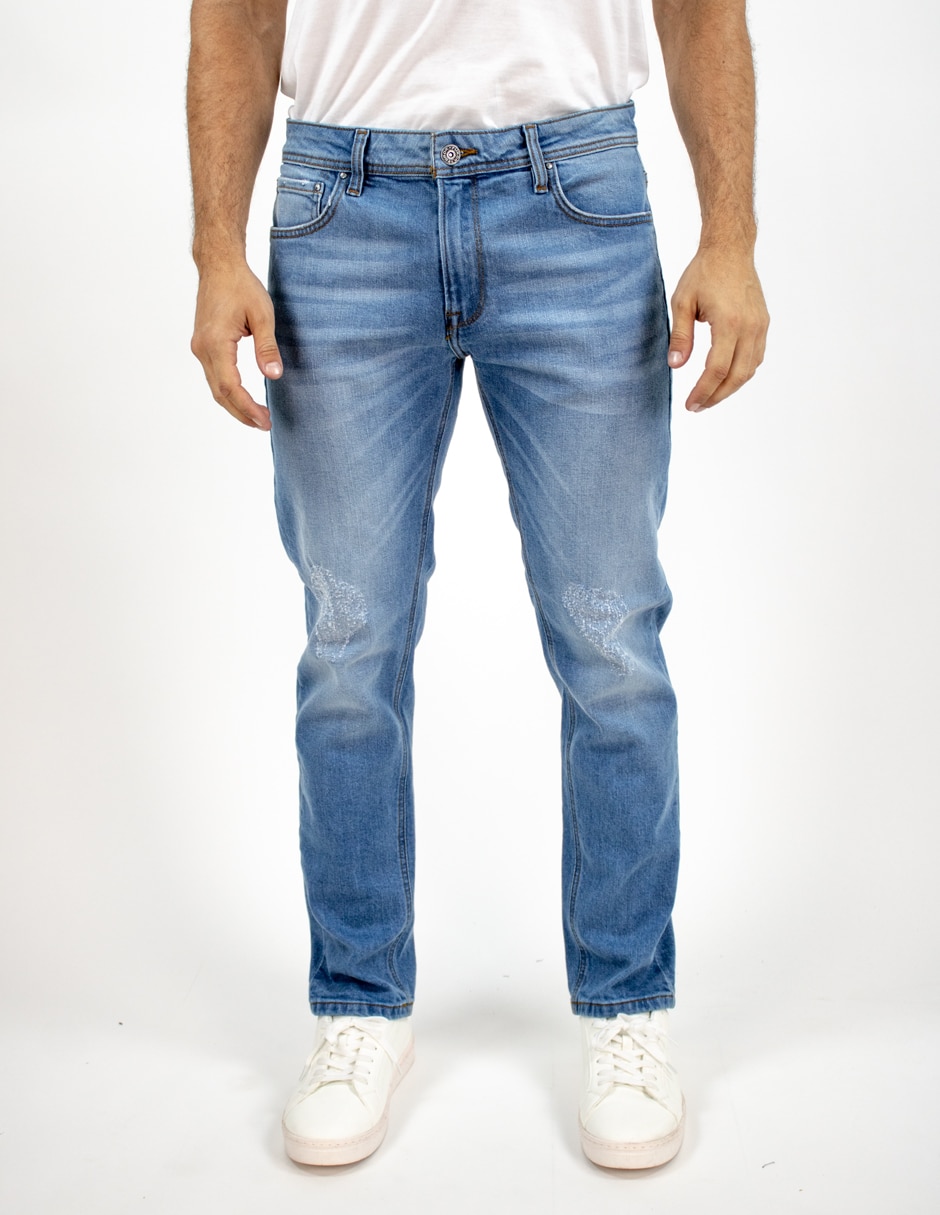 Jeans relaxed slim lavado medio para hombre Jeans relaxed slim lavado medio para hombre
