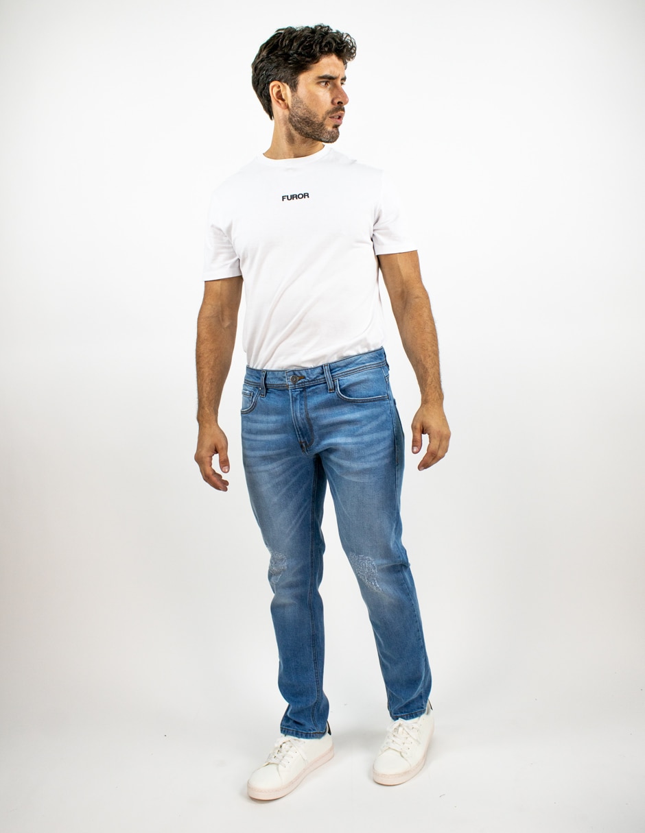 Jeans slim lavado medio para hombre 2